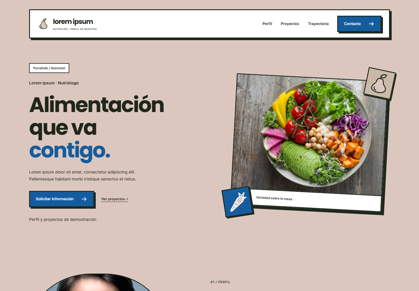 Previsualización de Nutrición neobrutalista